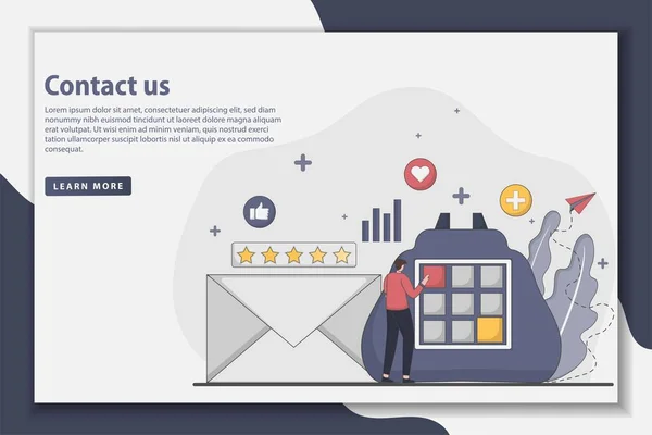 Contact Landing Page Concept Illustration Online Customer Client Care Support — Stockvektor