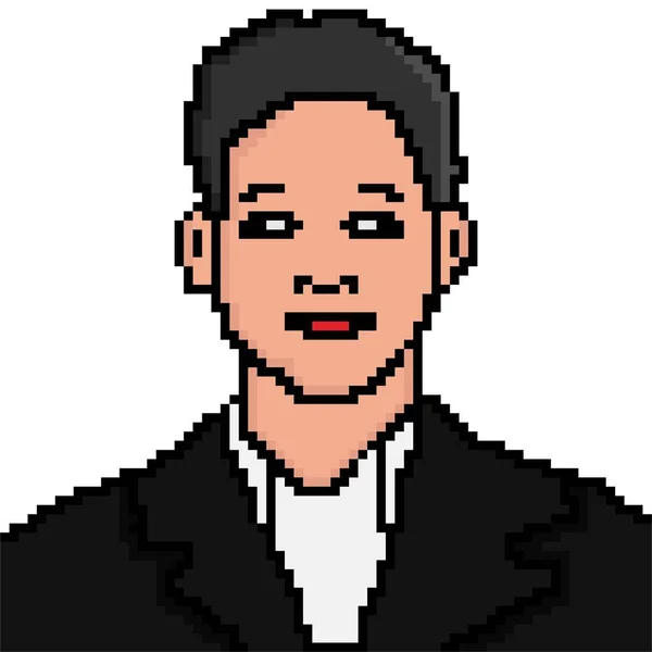 Ícone Homem Negócios Personagem Pixel Estilo Arte Personagem Avatar Bits — Vetor de Stock