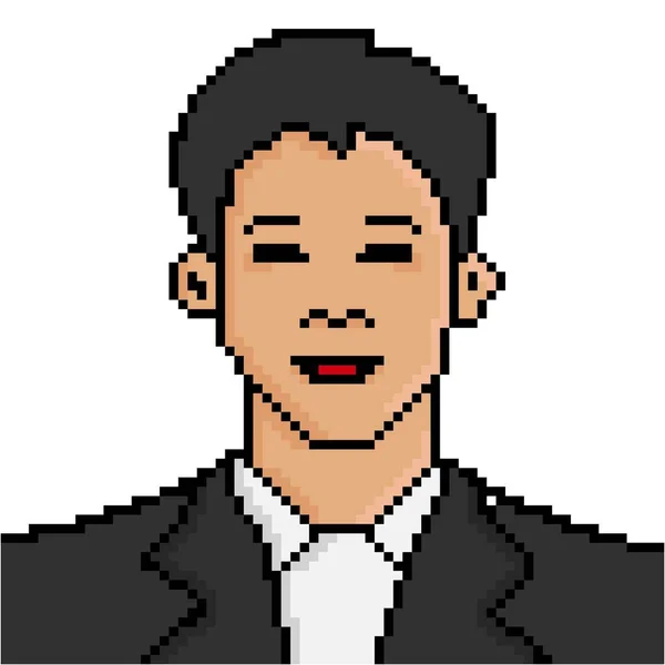 Ícone Homem Negócios Personagem Pixel Estilo Arte Personagem Avatar Bits — Vetor de Stock