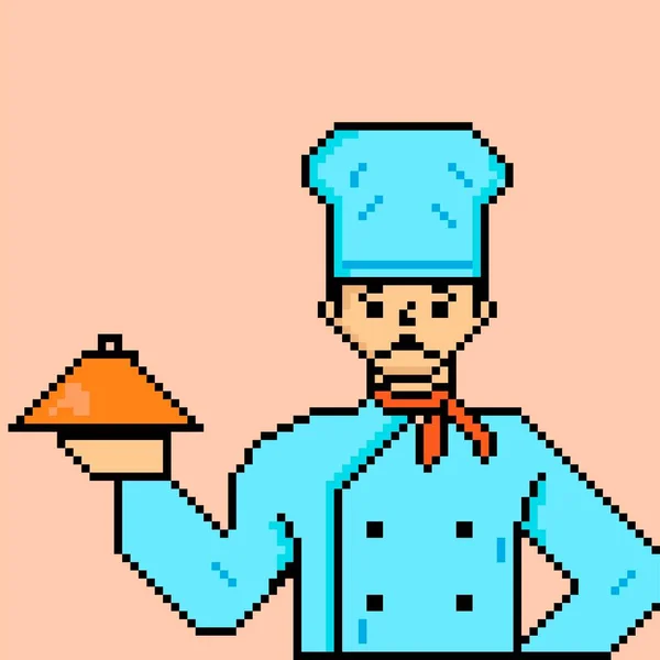 Pixel Arte Estilo Homem Chef Ilustração Elemento Design Para Logotipo —  Vetores de Stock