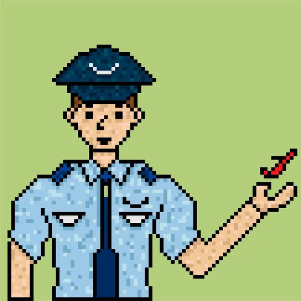 Pixel Art Style Illustration Pilote Conception Éléments Pour Logo Autocollants — Image vectorielle