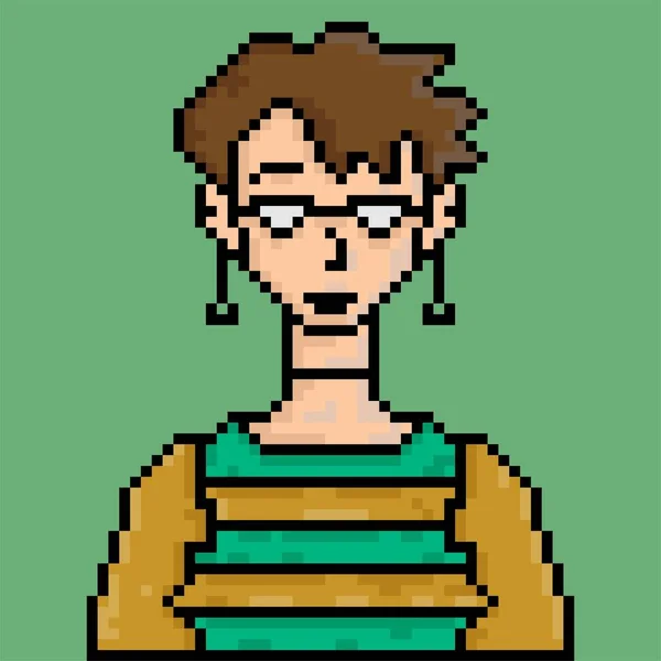 Icon People Character Pixel Art Style Avatar Character Bit — ストックベクタ