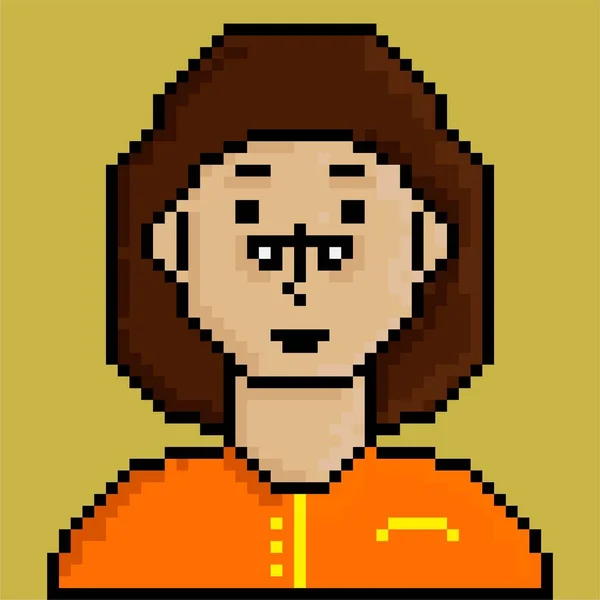 Icon People Character Pixel Art Style Avatar Character Bit - Stok Vektor