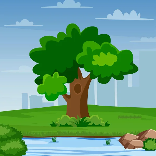 Tree cartoon scene in the park