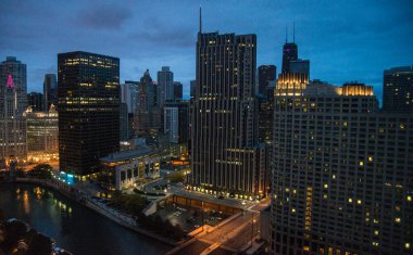 Downtown Chicago at twilight