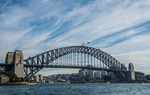 Nuages Dramatiques Sur Pont Port Sydney — Photo