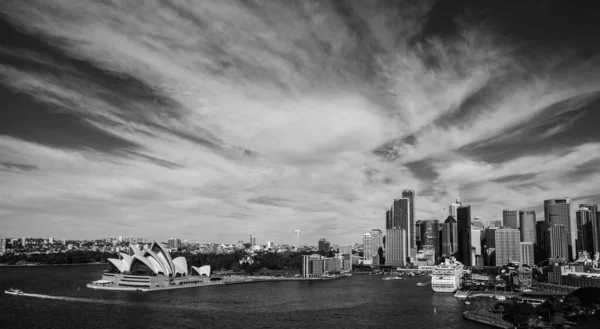 Ciel Spectaculaire Vue Monochrome Port Sydney — Photo