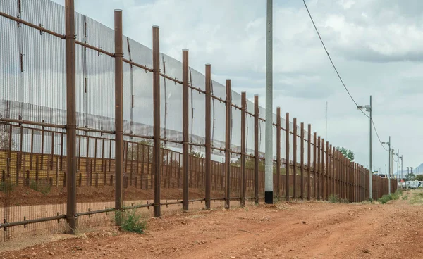 Border wall separating Arizona and Mexico