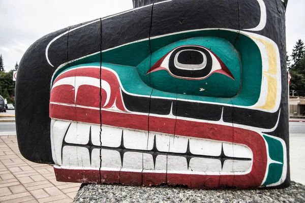 Tótem Tradicional Exhibición Duncan British Columbia —  Fotos de Stock