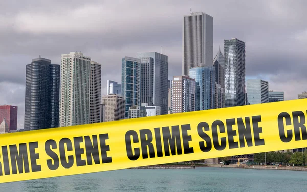 Chicago Skyline Crime Scene Tape — 스톡 사진