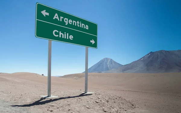Highway Sign High Andes Mountains Chile — Stok fotoğraf