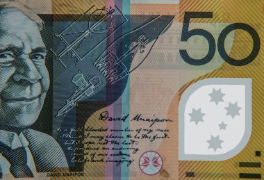 50 dolarlık Avustralya banknotunun ayrıntıları.