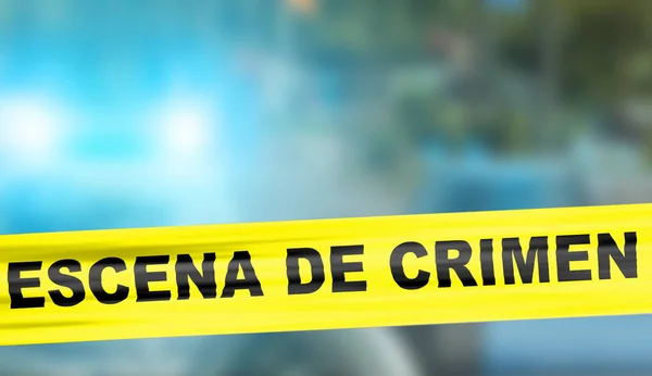 スペイン語の警察犯罪現場テープ — ストック写真