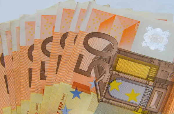Вентилятор Банкнот Номиналом Евро — стоковое фото
