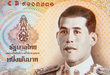 Tayland baht banknotunun yakın plan detayları.