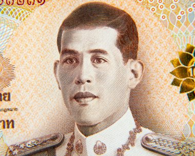 Tayland baht banknotunun yakın plan detayları.