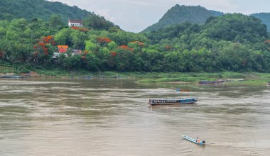 Mekong Nehri 'nin çamurlu suları Laos ormanında kıvrılıyor.