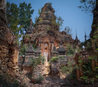 Myanmar 'ın merkezindeki Shan State' de antik kalıntılar.