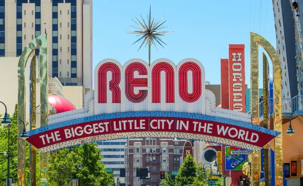 Signe Arc Pour Reno Nevada Grande Petite Ville Monde — Photo