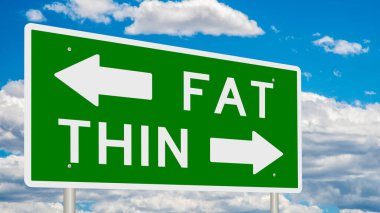 Bir seçim veya karar noktasını gösteren 3 boyutlu bir otoyol işareti