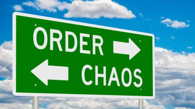 Bir seçim ya da karar noktasını temsil eden 3 boyutlu bir otoyol işareti