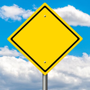 Sarı bir 3D otoyol uyarı işareti