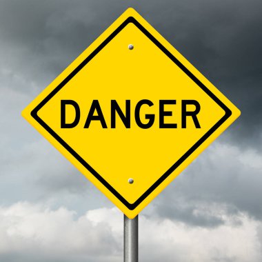 Sarı bir 3D otoyol uyarı işareti