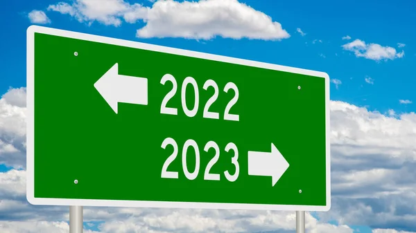 Rendered Highway Sign Showing Arrows 2022 2023 — Stock Photo, Image