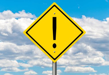 Sarı yol uyarı işareti.