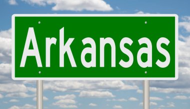 A rendered green 3D highway sign for Arkansas clipart