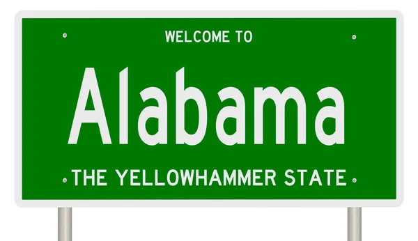 Sinal Rodovia Verde Renderizado Para Alabama — Fotografia de Stock