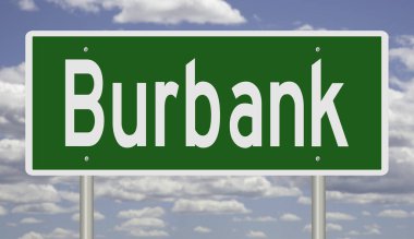 Burbank için yeşil 3D otoyol tabelası