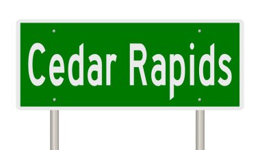 Cedar Rapids için yeşil 3D otoyol tabelası