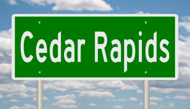 Cedar Rapids için yeşil 3D otoyol tabelası