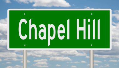 Chapel Hill için yeşil 3D otoyol tabelası.