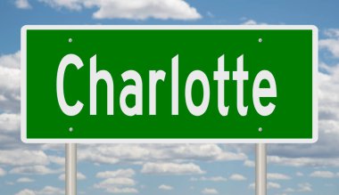 Charlotte için yeşil 3D otoyol tabelası