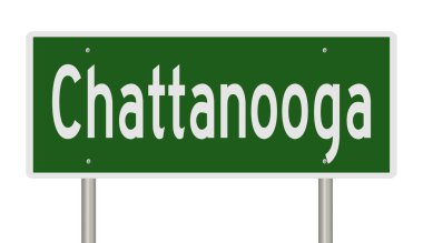 Chattanooga için yapılmış yeşil bir 3D otoyol tabelası