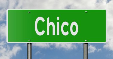 Chico için yeşil 3D otoyol tabelası