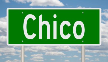 Chico için yeşil 3D otoyol tabelası