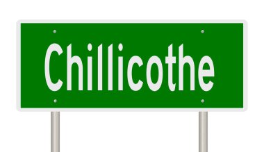 Chillicothe için yapılmış yeşil 3D otoyol tabelası.