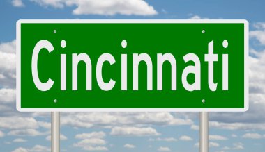 Cincinnati için yeşil 3D otoyol tabelası
