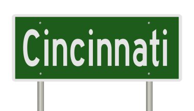 Cincinnati için yeşil 3D otoyol tabelası