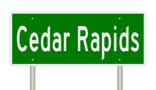 Ein Gerendertes Grünes Autobahnschild Für Cedar Rapids — Stockfoto