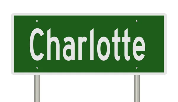 Sinal Auto Estrada Verde Renderizado Para Charlotte — Fotografia de Stock