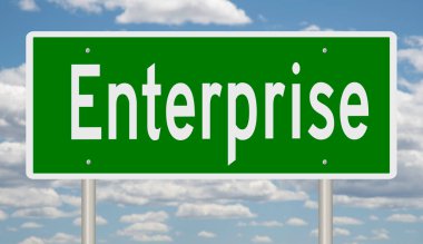 İşaretli yeşil 3D otoyol