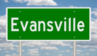 Evansville için yeşil 3D otoyol tabelası