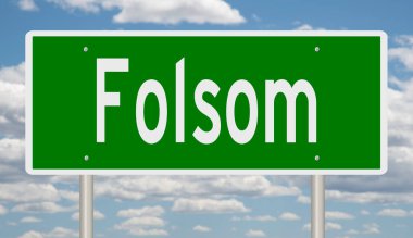 Folsom için yeşil 3D otoyol tabelası