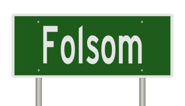 Folsom için yeşil 3D otoyol tabelası