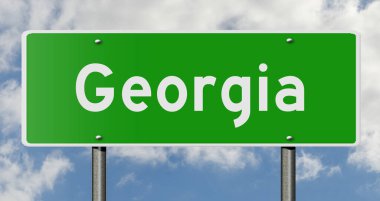 Georgia için yeşil 3D otoyol tabelası