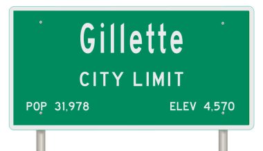 Gillette Wyoming için yeşil yol tabelası